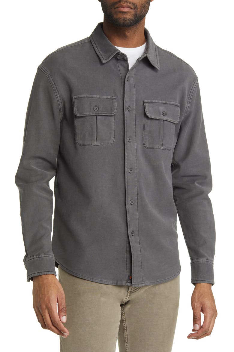 Tailored Terry Shirt Jacket, Alternate, color, STEEL