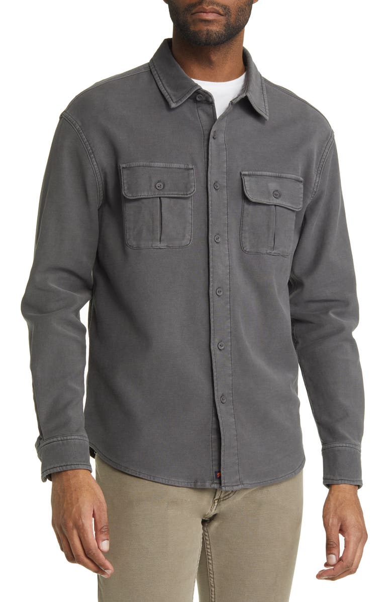 The Normal Brand Tailored Terry Shirt Jacket, Alternate, color, Steel