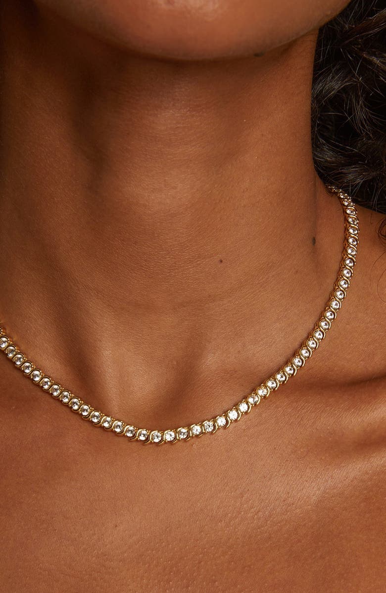 Aurate New York S Estate Lab Grown White Sapphire Tennis Necklace, Alternate, color, Yellow