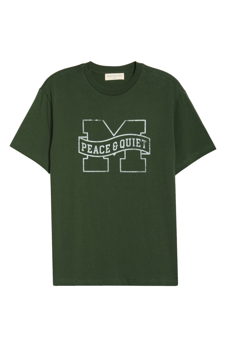 Museum of Peace & Quiet Banner Logo Cotton T-Shirt, Alternate, color, Forest