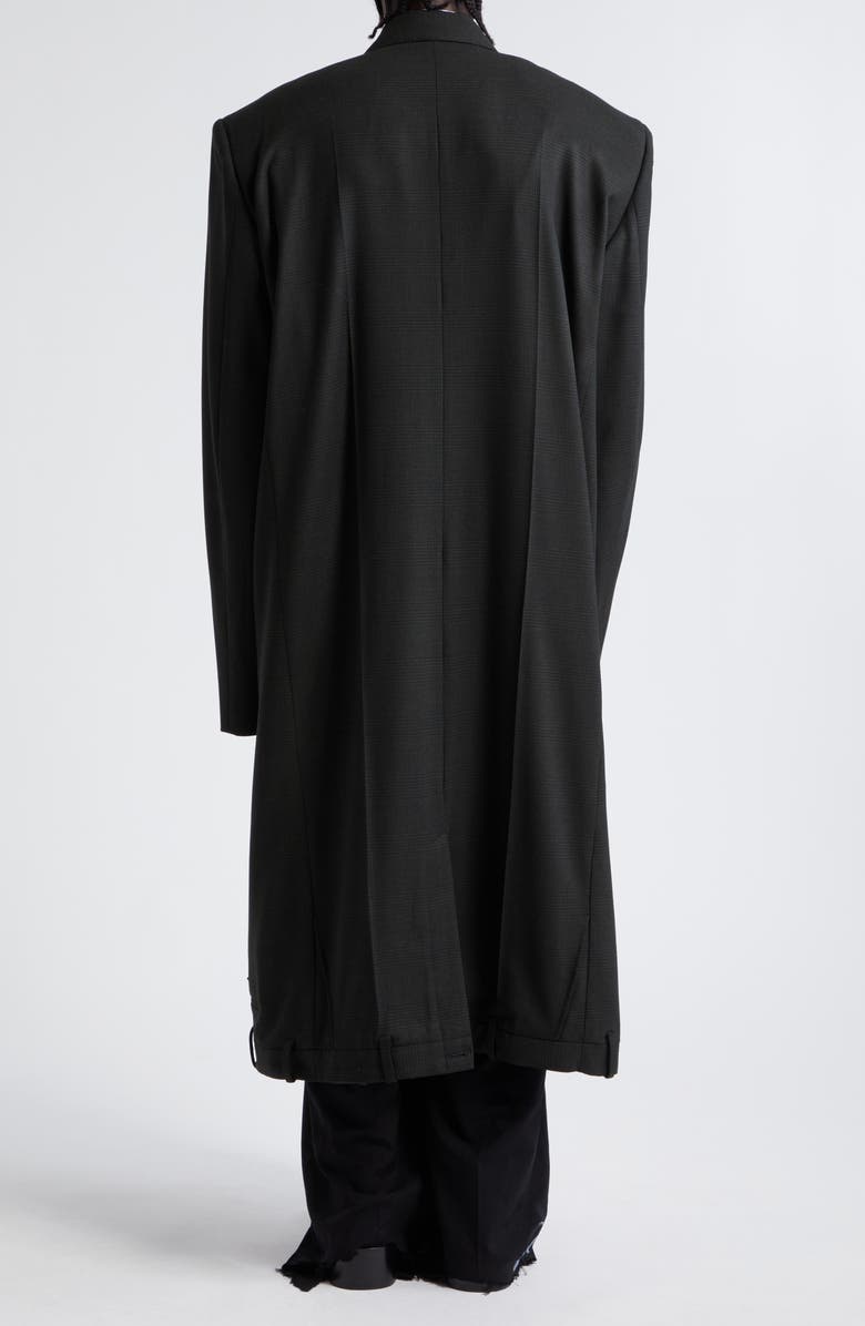 Balenciaga Glen Plaid Deconstructed Stretch Wool Coat, Alternate, color,