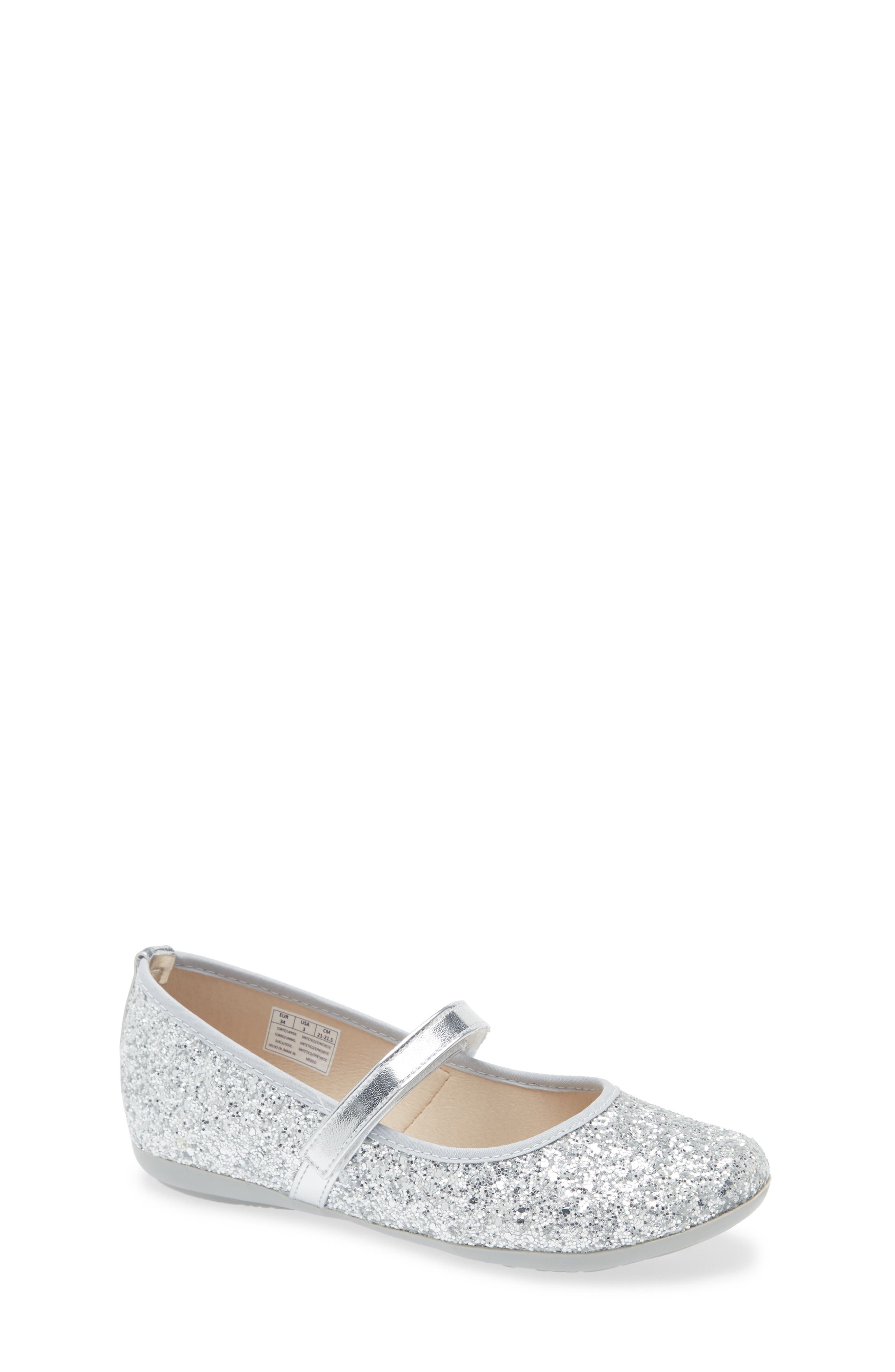 CHILDRENCHIC Kids' Estrella Mary Jane Flat, Main, color, Silver Sparkle
