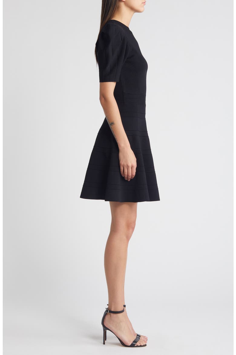 Velvey Puff Sleeve Dress, Alternate, color, BLACK