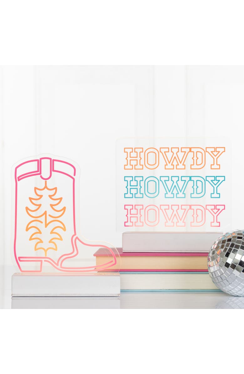 Totalee Gift Cowgirl Boot Acrylic Light Up Decor Acrylic Multicolored, Alternate, color, Multicolored