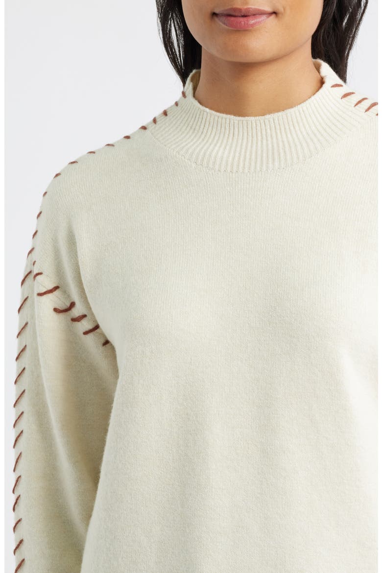 Lutetia Relaxed Whipstich Sweater, Alternate, color, BONE WHITE