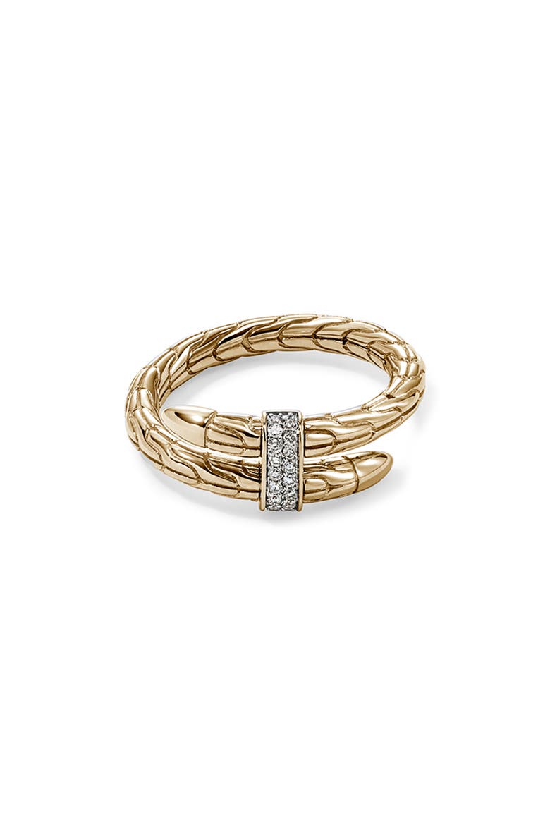 Spear 14K Gold Diamond Pave (0.08ct) Single Wrap Ring, Size 6, Main, color, 14K YELLOW GOLD
