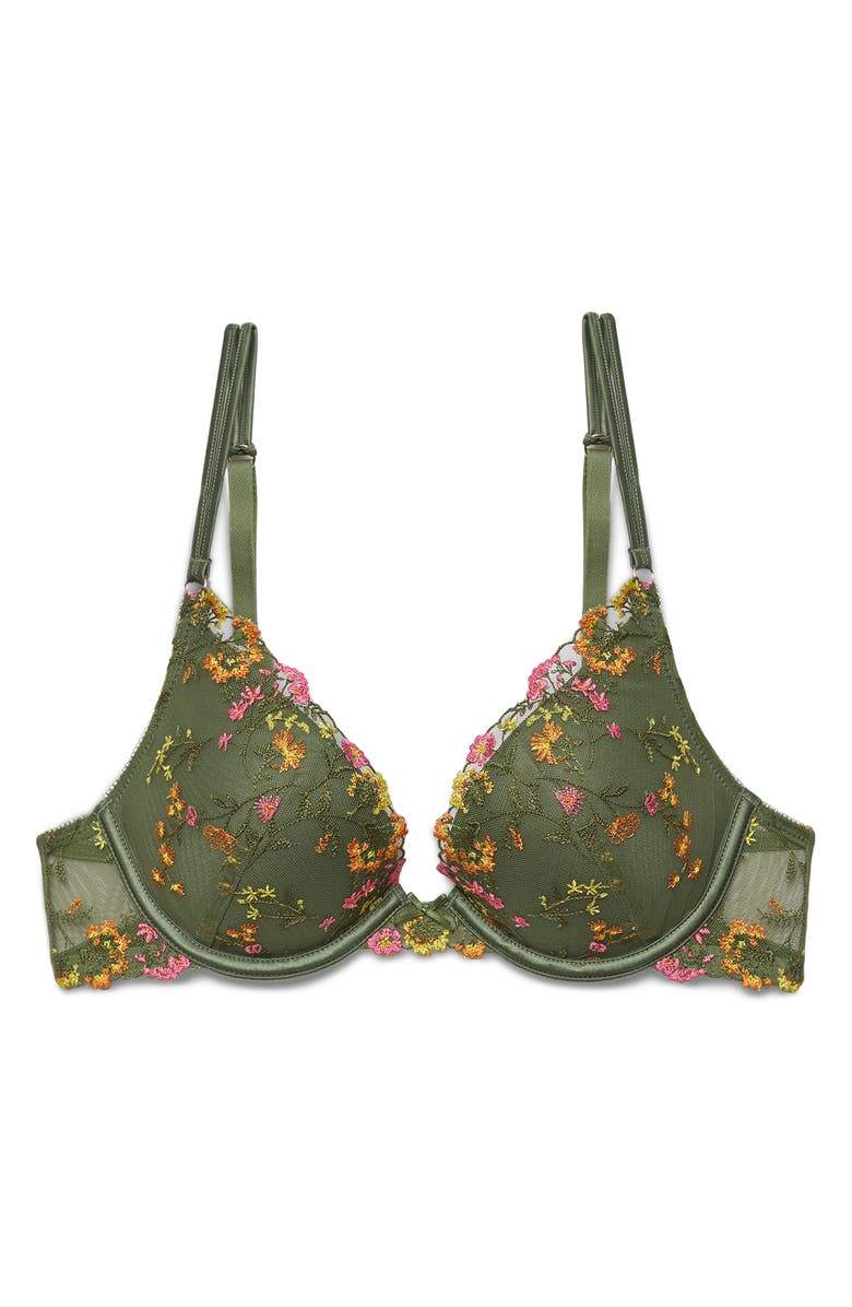 Etam Gourmandise No. 2 Underwire Plunge Push-Up Bra, Alternate, color, Green