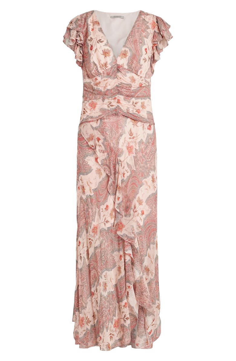AllSaints Brea Cascade Floral Paisley Dress, Alternate, color, 