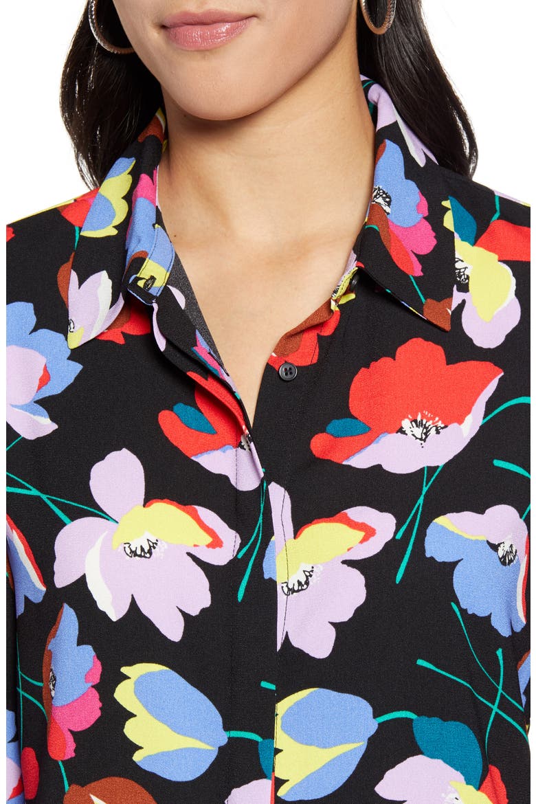 Hidden Button Long Sleeve Blouse, Alternate, color, BLACK MULTI FLORAL