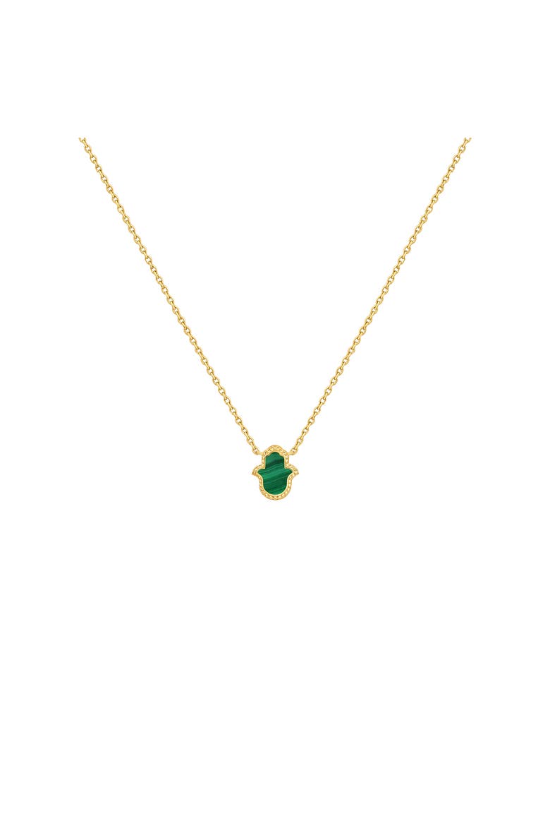 Honest & Bright Malachite Hamsa Gold Necklace, Main, color, Gold/green