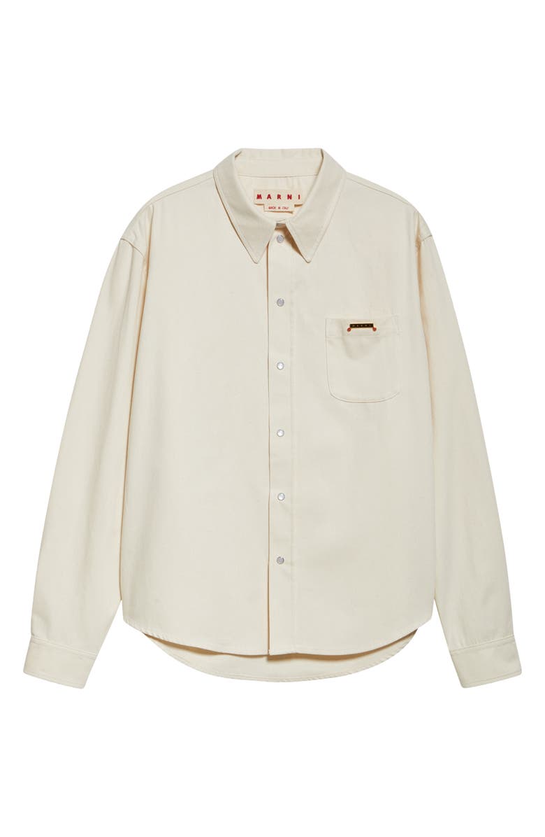 Marni Trunkaroo Plaque Embellished Denim Overshirt, Alternate, color, Bone