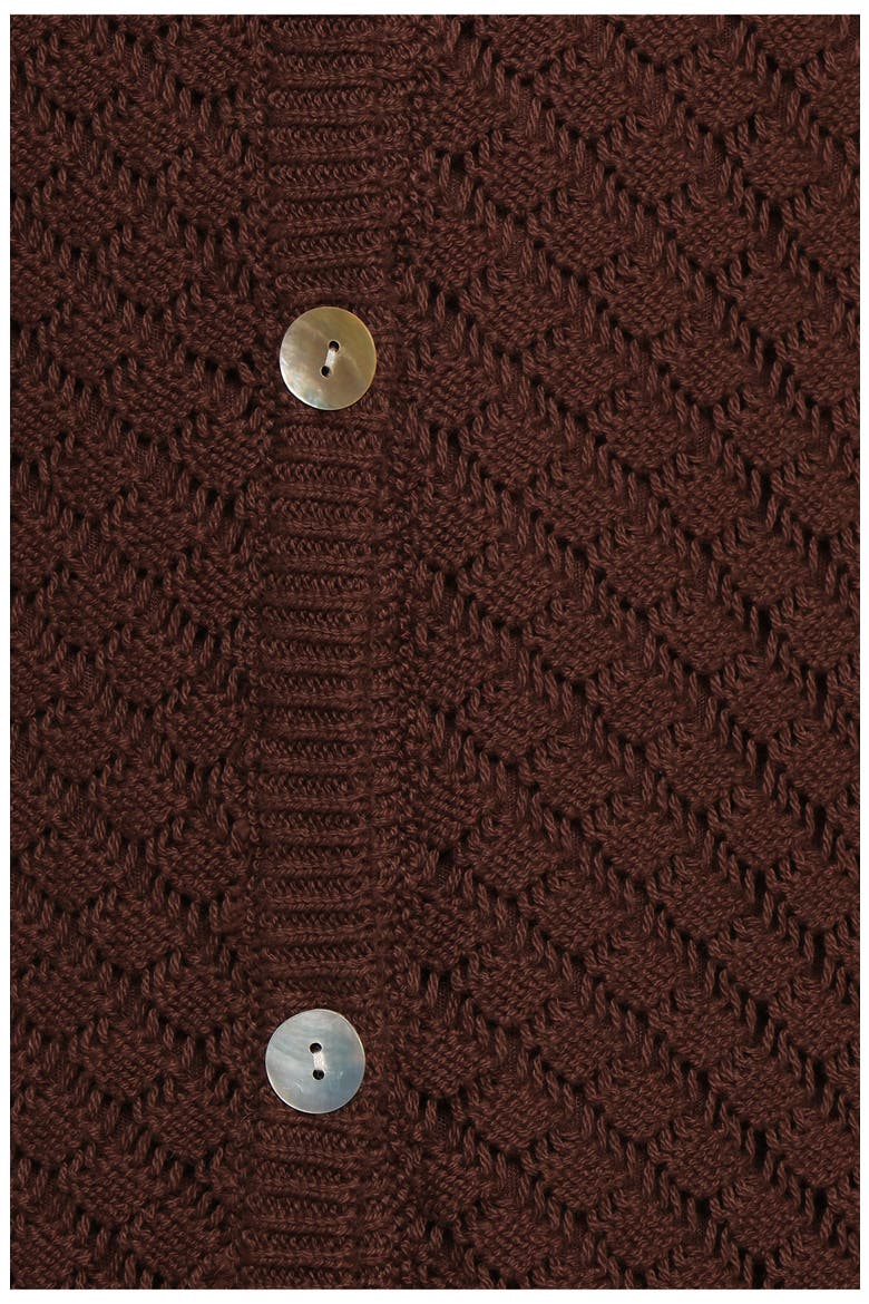 Luan Pointelle Stitch Cotton Minidress, Alternate, color, CHOCOLATE