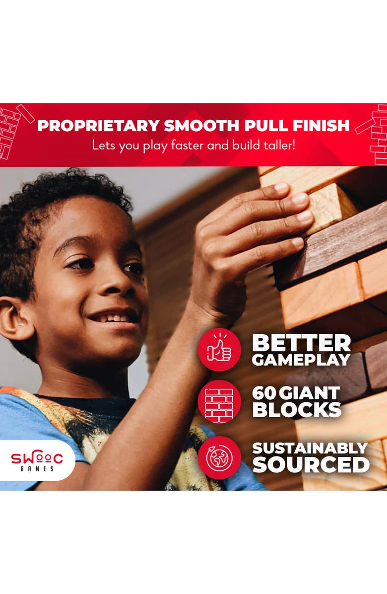 Swooc Games Reclaimed Wood Giant Tower Game, Alternate, color, Brown