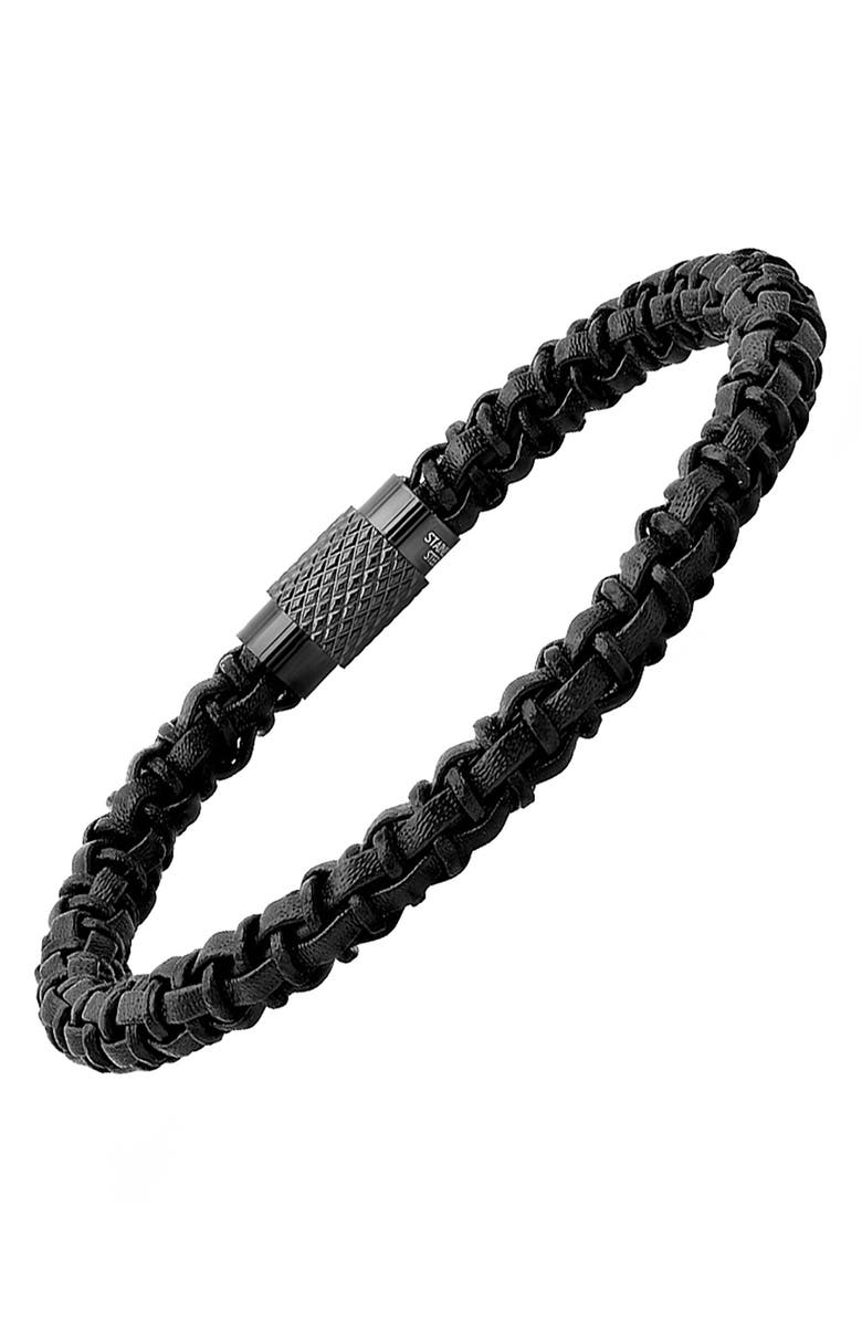 HMY JEWELRY Men's Braided Leather Bracelet, Alternate, color,
