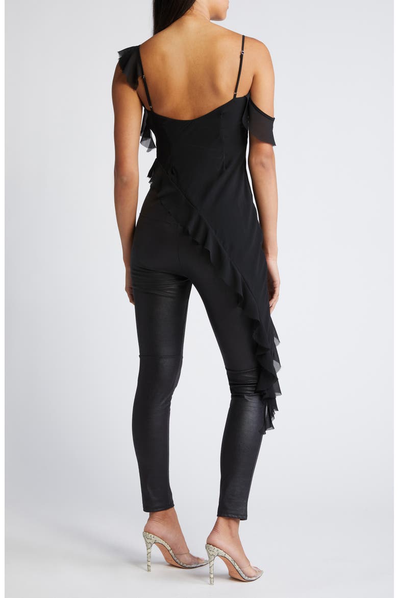 Asymmetric Chiffon Minidress, Alternate, color, BLACK