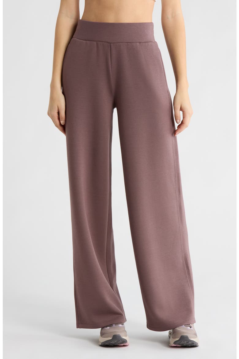 Whisper Knit High Waist Wide Leg Pants, Main, color, GREY PLUM