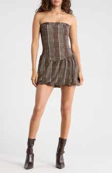 Madden Girl Plaid Strapless Drop Waist Minidress