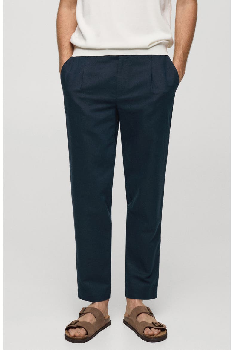 Slim Fit Linen & Cotton Drawstring Pants, Main, color, DARK NAVY