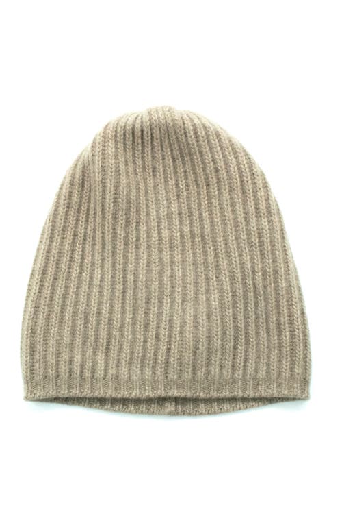 Portolano Cashmere Ribbed Beanie In Brown