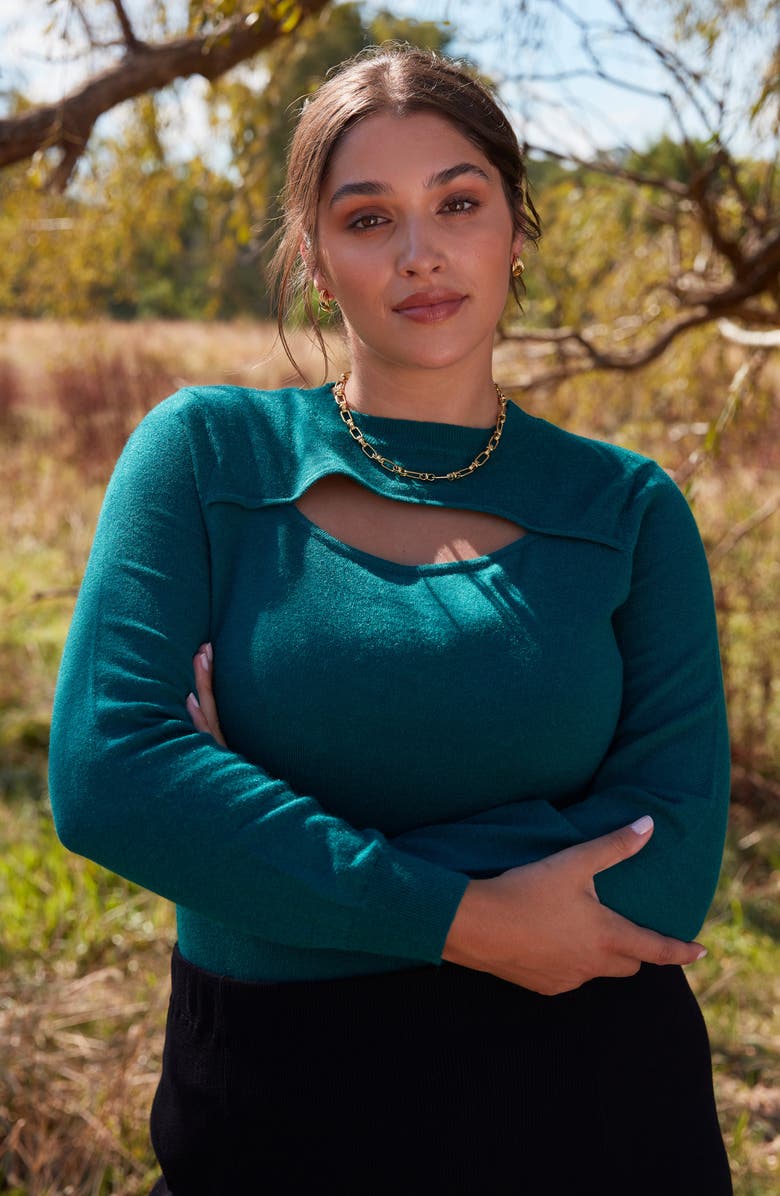 Estelle Alba Cutout Sweater, Alternate, color, Forest Green