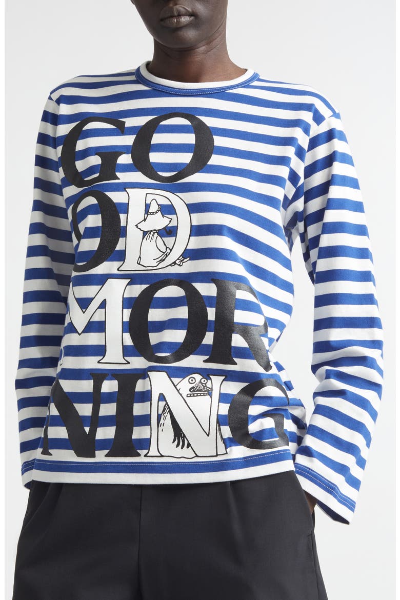 Moomin Stripe Cotton Graphic T-Shirt, Alternate, color, BLUE/ WHITE X BLACK