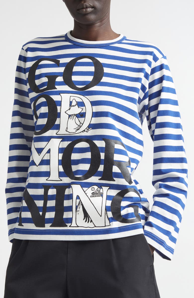 Tao Comme des Garçons Moomin Stripe Cotton Graphic T-Shirt, Alternate, color, Blue/ White X Black