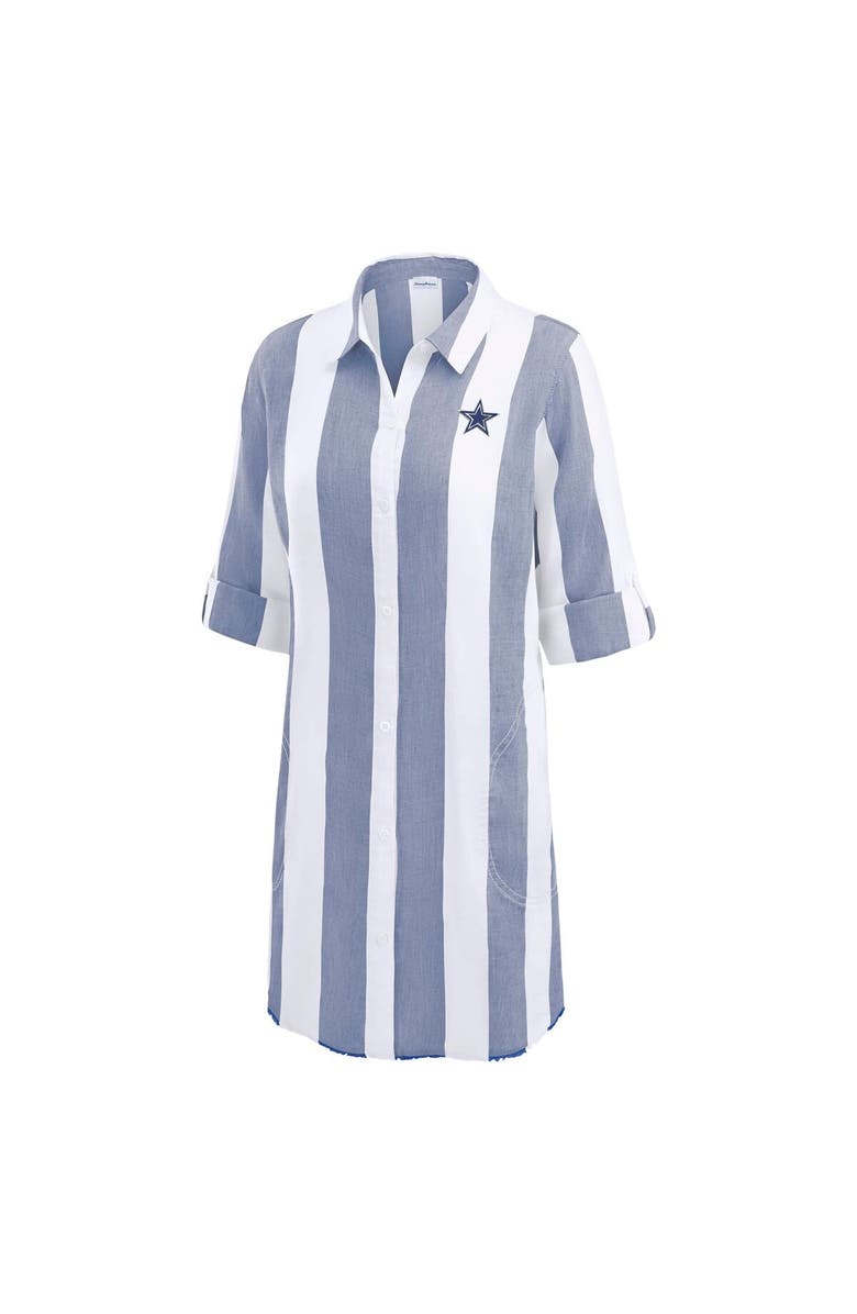 Tommy Bahama Women's Tommy Bahama  Navy/White Dallas Cowboys Rugby Beach Stripe Button-Up Tunic, Alternate, color, Navy
