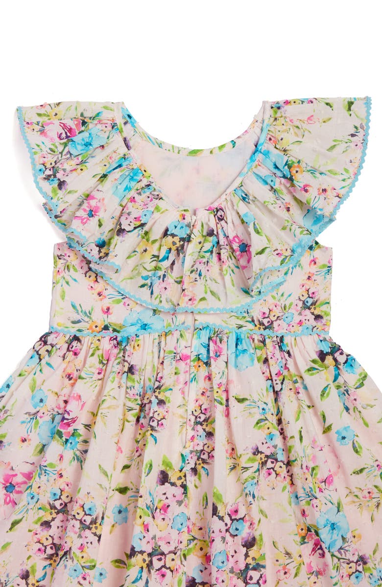 Pippa & Julie Ashley Floral Clip Dot Cotton Dress & Bloomers Set, Alternate, color, Pink