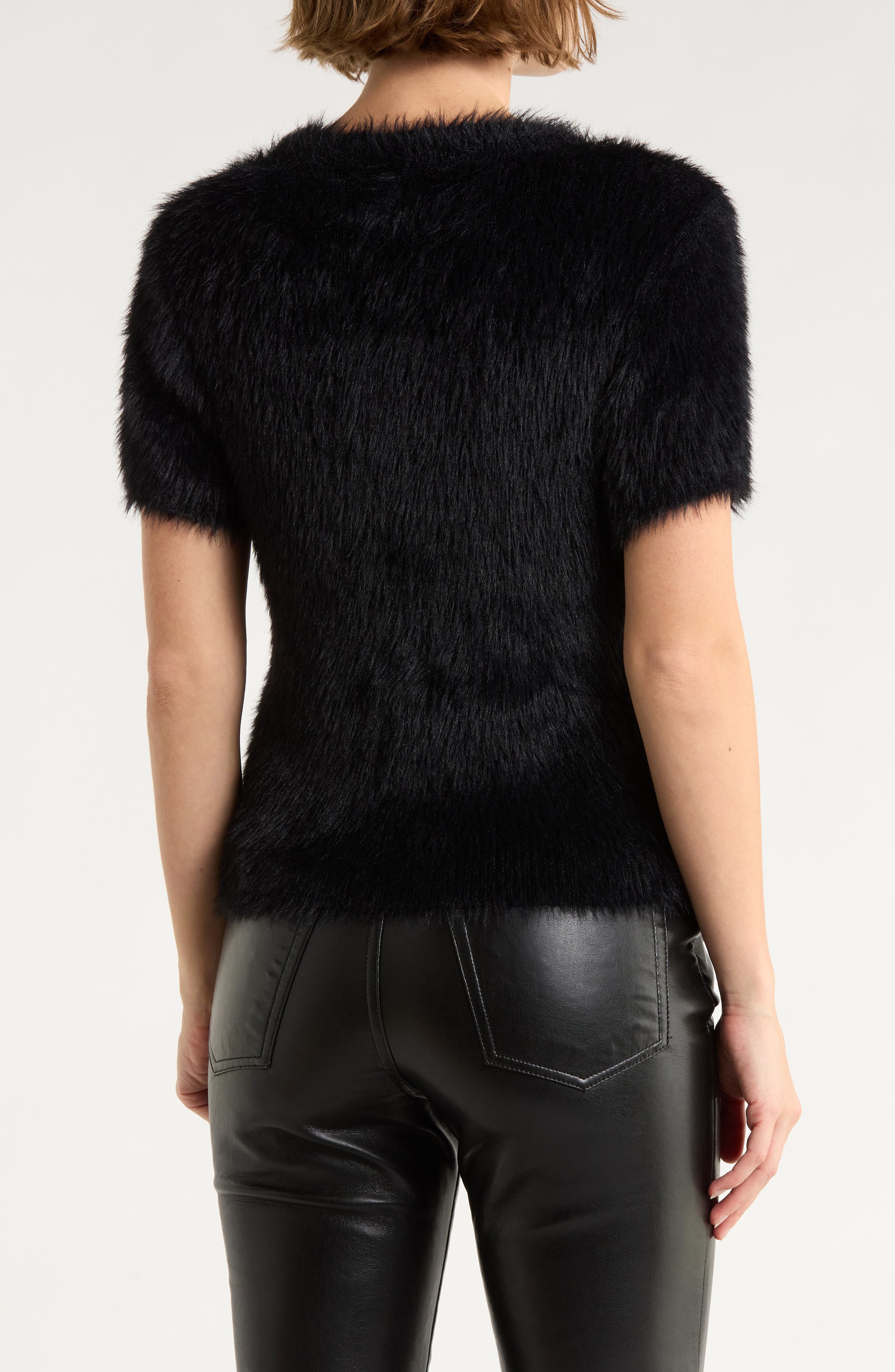 Eyelash Knit Short Sleeve Sweater - image 2