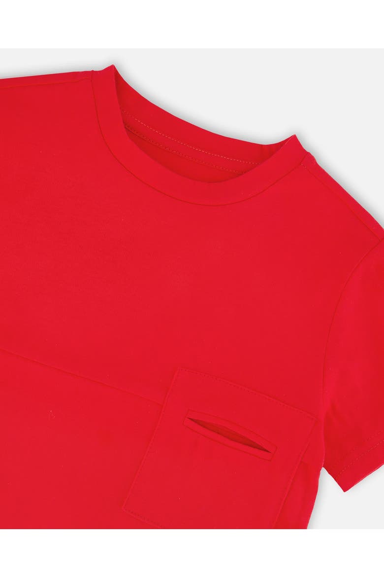 Organic Cotton Colorblock Jersey T-Shirt with Chest Pocket, Alternate, color, Red