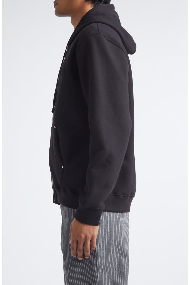 Stud Cotton Blend Fleece Zip Hoodie, Alternate, color, TRUE BLACK