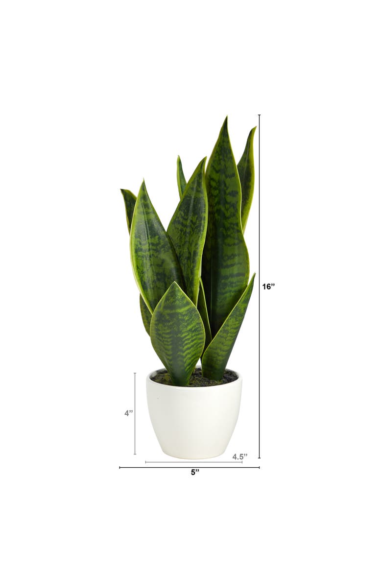 16-in Artificial Sansevieria Snake Plant, Alternate, color, Green