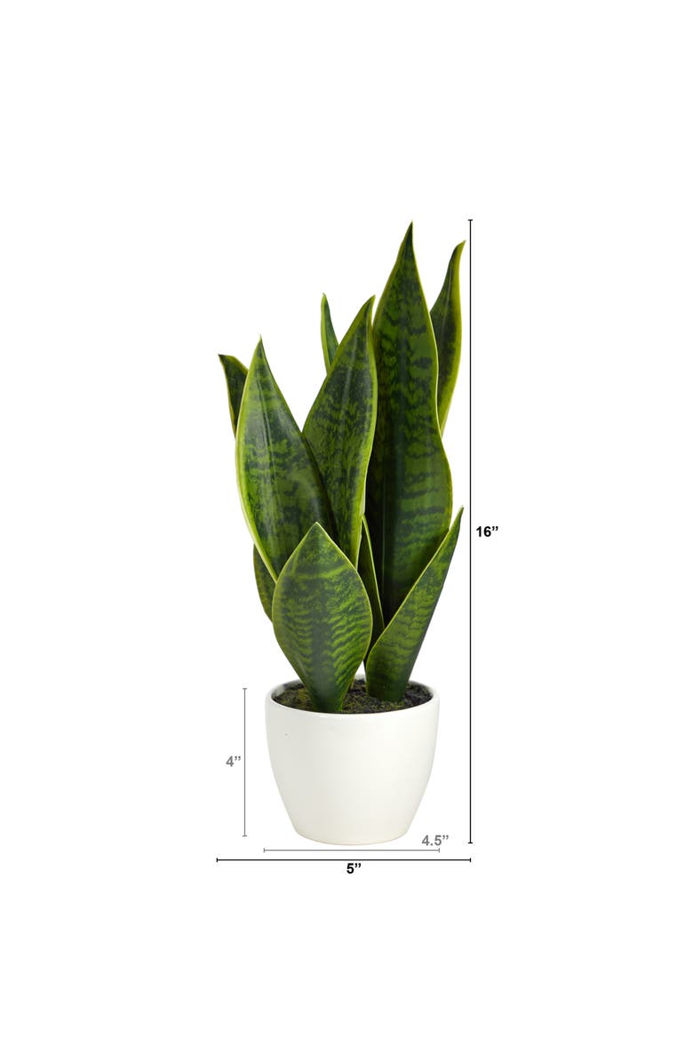 NEARLY NATURAL 16-in Artificial Sansevieria Snake Plant, Alternate, color, Green