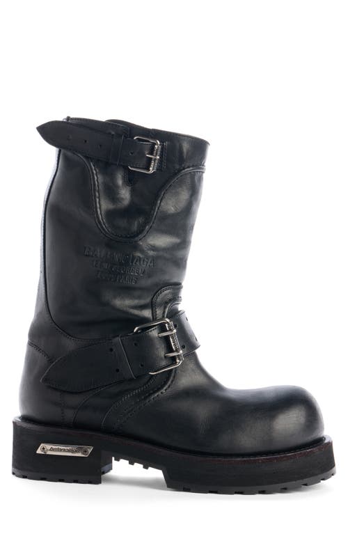 Balenciaga Mid-calf Leather Boots Rubber Sole In Black
