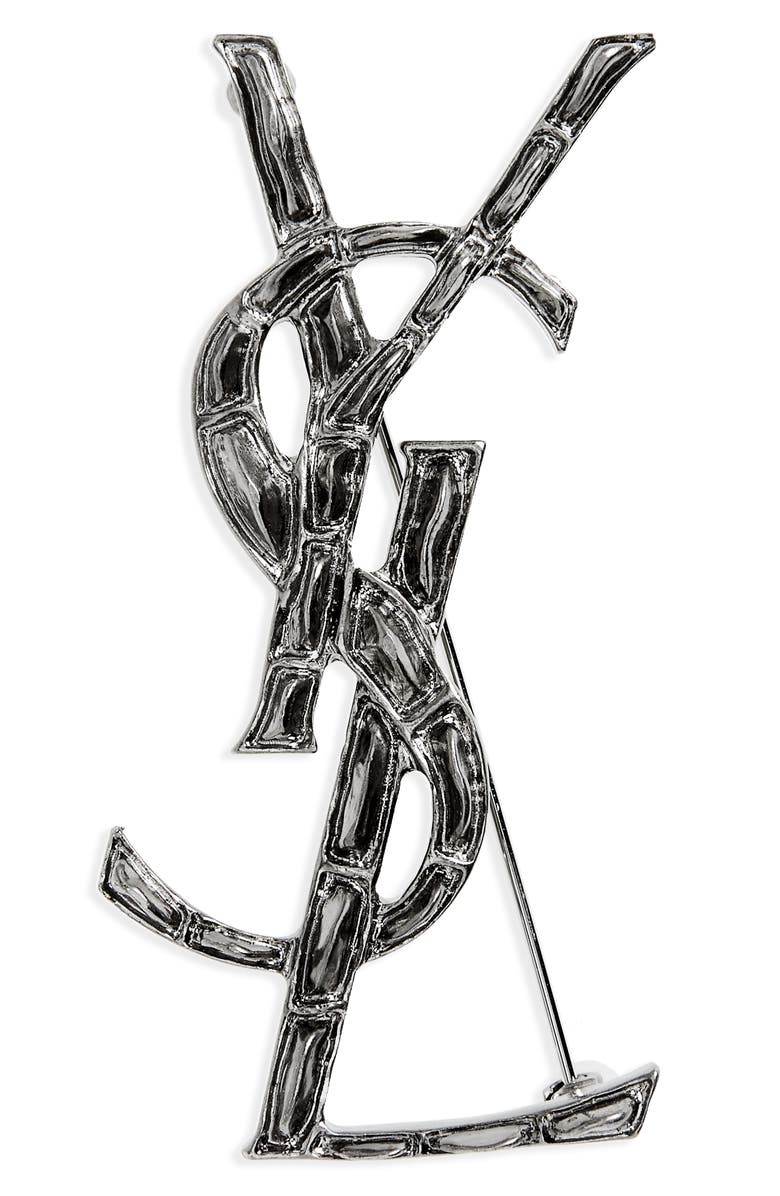 Saint Laurent Opyum Lait Branch Monogram Brooch, Main, color, 