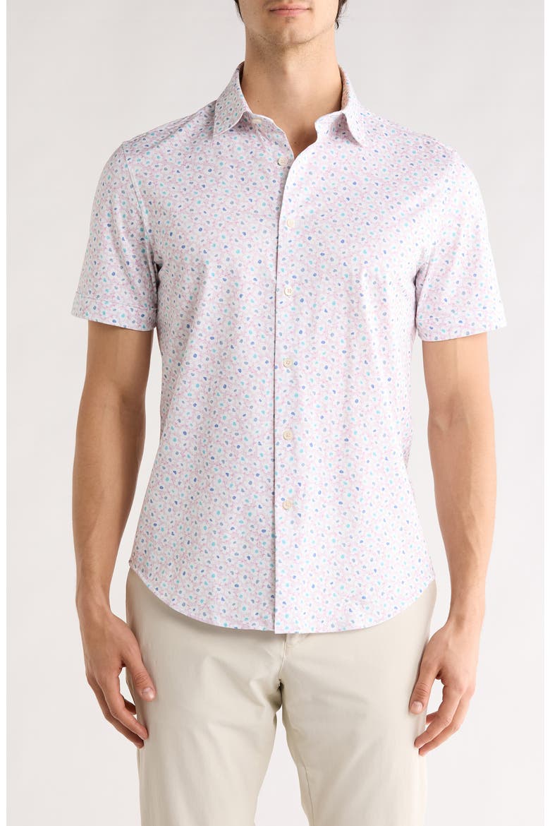 Miles OoohCotton® Floral Short Sleeve Button-Up Shirt, Main, color, PINK