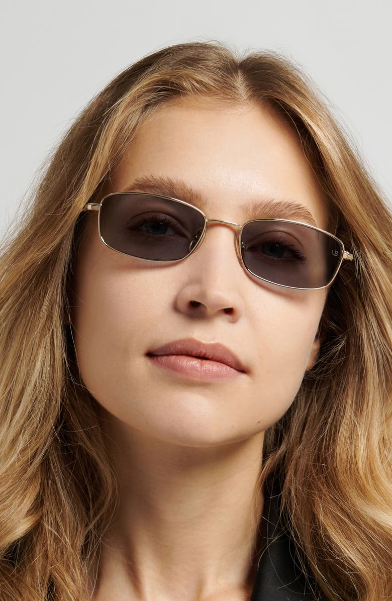 Victoria Beckham 55mm Rectangular Sunglasses, Alternate, color, Gold White Marble/ Grey