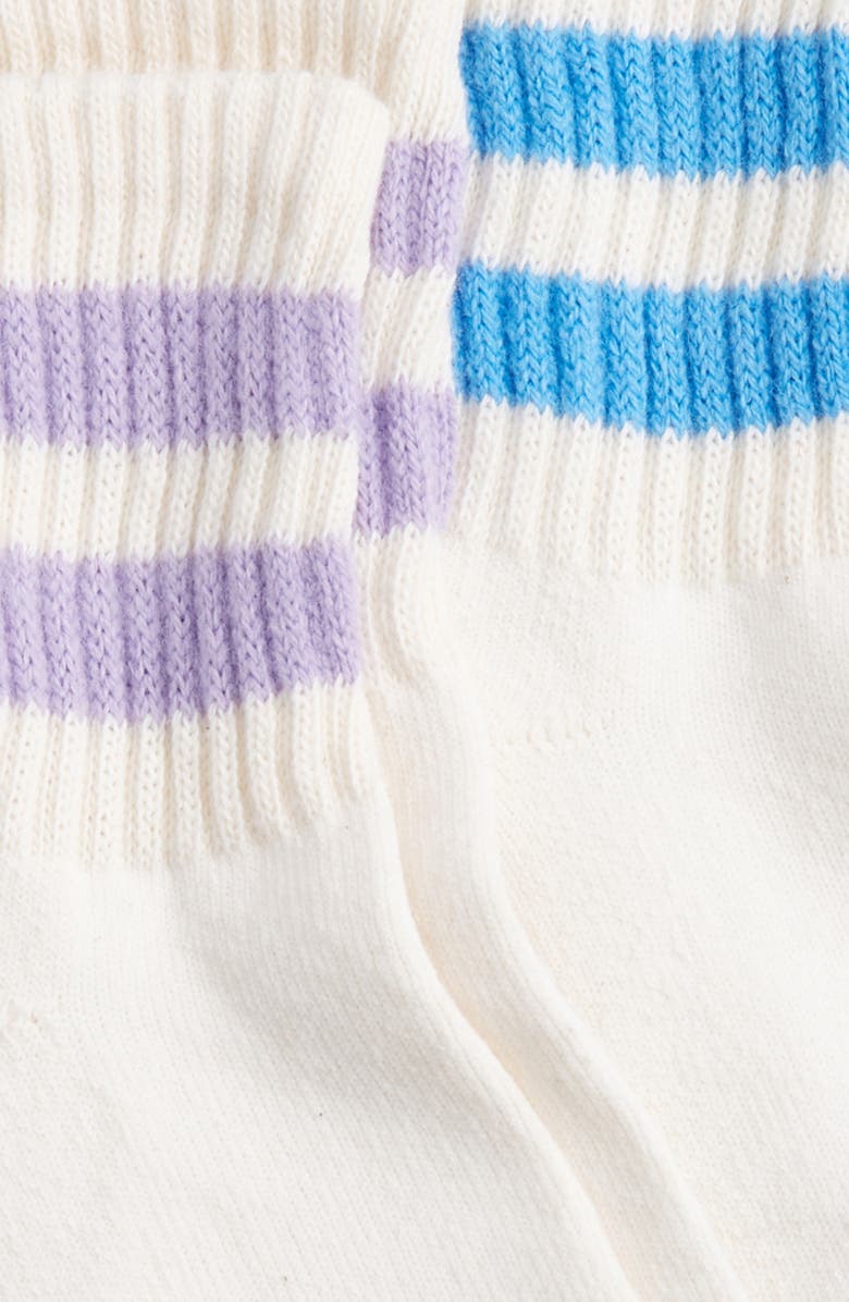 American Trench Assorted 3-Pack Mono Stripe Cotton Blend Quarter Socks, Alternate, color, Lilac/ Kelly Green/ Light Blue