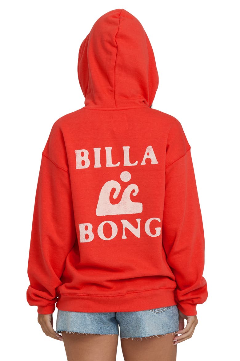 Surfing in Town Fleece Graphic Hoodie, Alternate, color, FIESTA RED