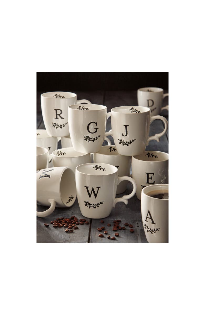 tag Monogram M Ceramic Mug Dishwasher Safe Spring Drinkware, Alternate, color, White