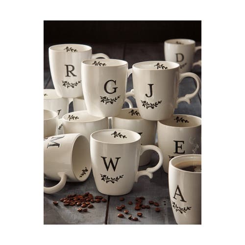 Tag Monogram W Mug Ceramic Drinkware Spring White Multi In White