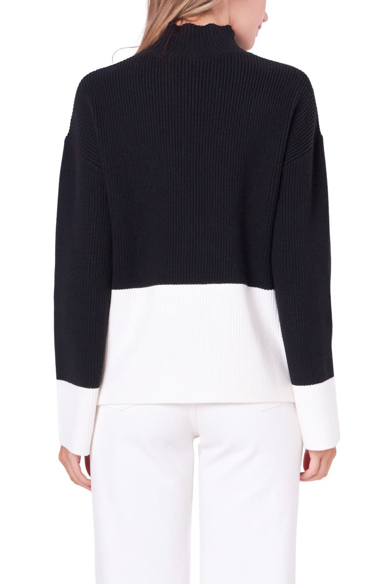 English Factory Colorblock Mock Neck Rib Sweater, Alternate, color, Black/ Ivory