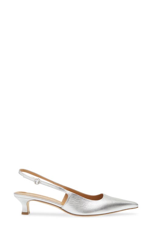 Aeyde Catrina Kitten Heel Slingback Pump In Silver
