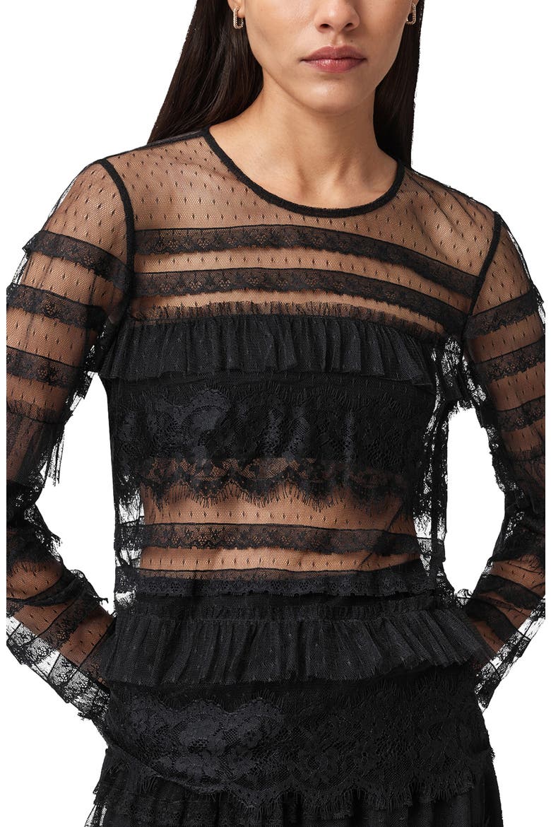 Arlea Ruffle Tulle Top, Main, color, BLACK