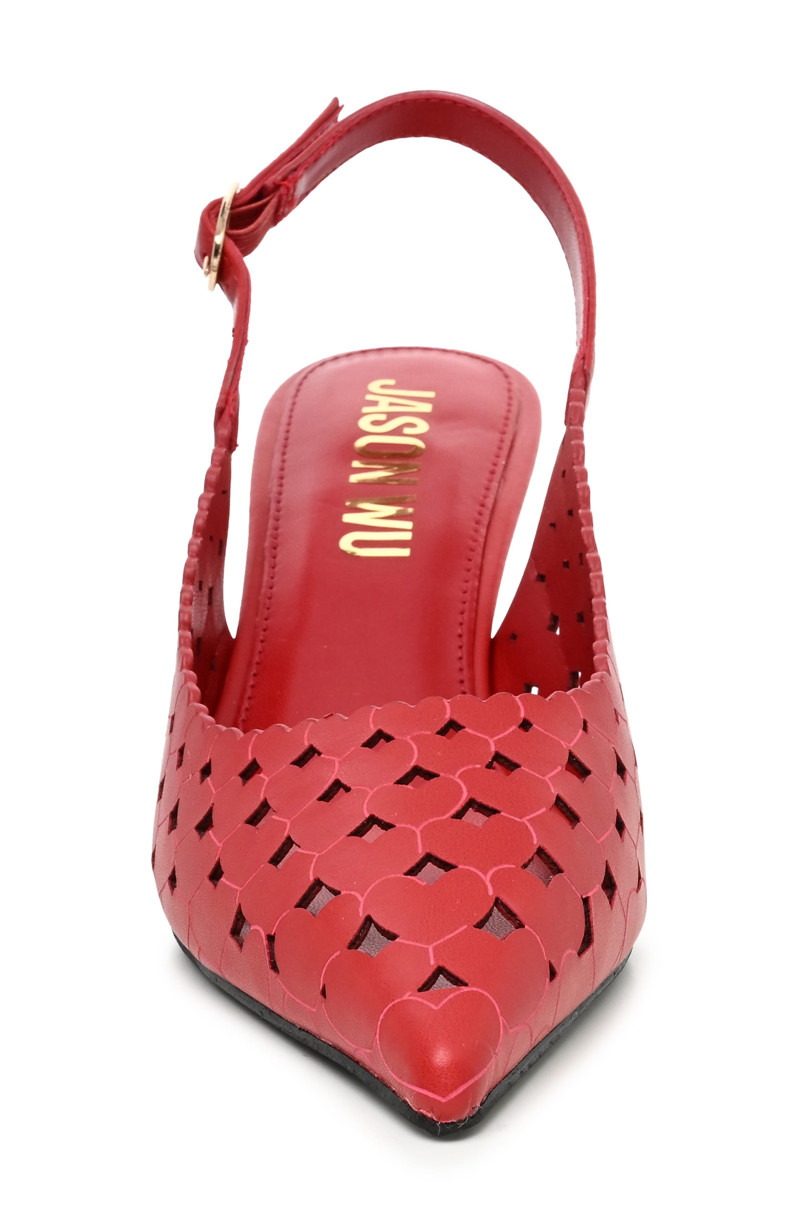 Lovey Slingback Faux Leather Pump, Alternate, color, RED
