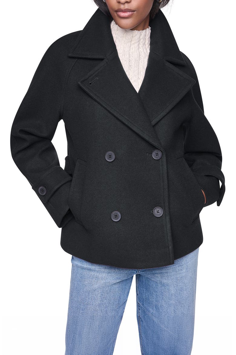 Relaxed Fit Peacoat, Main, color, BLACK