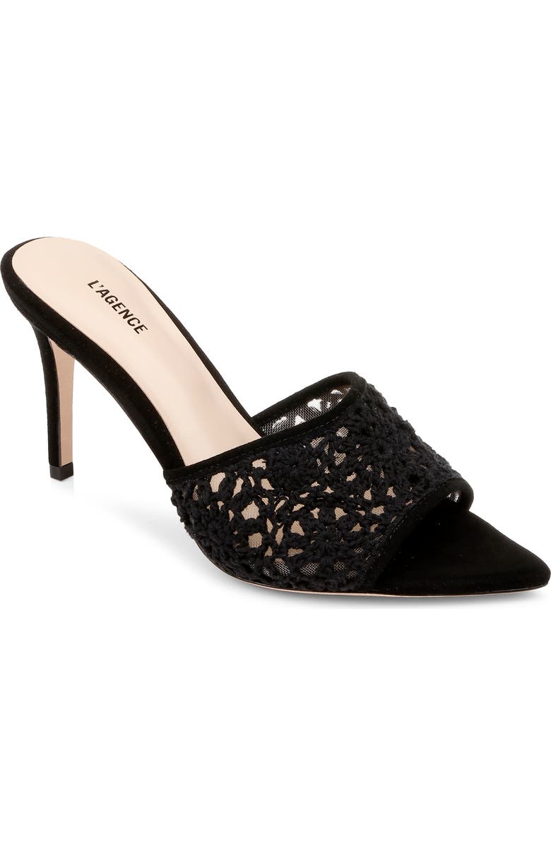 L'AGENCE Armande Pointed Toe Slide Sandal, Main, color, Black