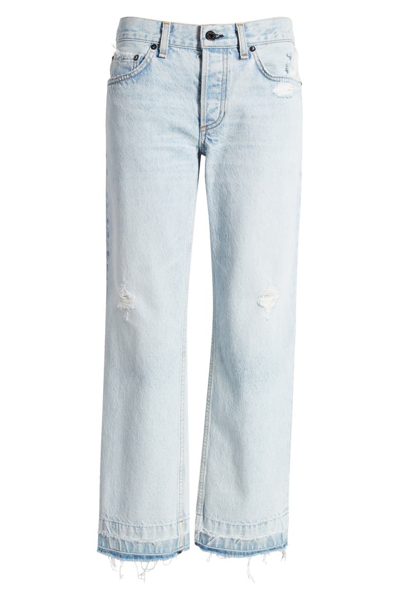 Low Rise Release Hem Straight Leg Jeans, Alternate, color, BLEACH DESTROY
