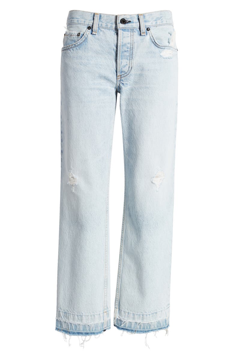 ASKK NY Low Rise Release Hem Straight Leg Jeans, Alternate, color, Bleach Destroy