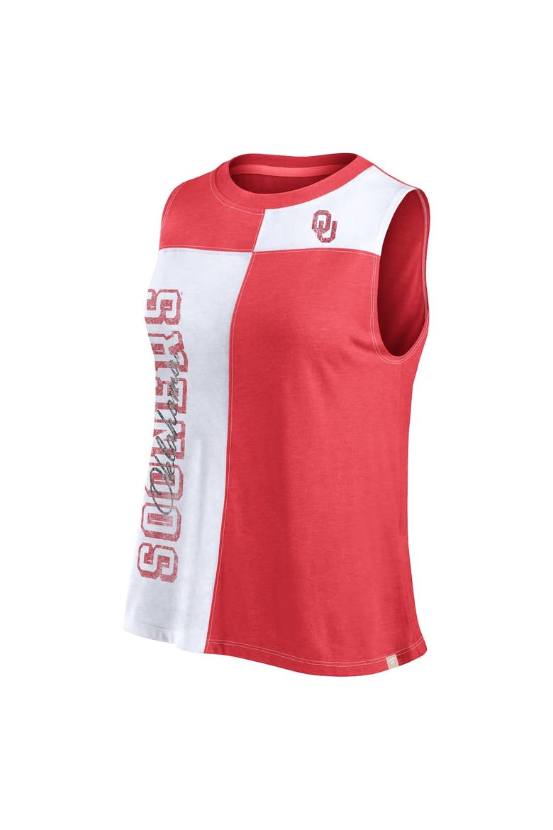 Women's Fanatics Branded Crimson/White Oklahoma Sooners Colorblock High Neck Tank Top, Alternate, color, Crimson